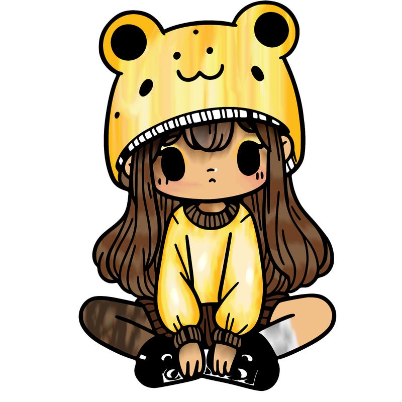 a girl wearing a frog hat and some frog socks