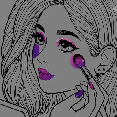 a realistic girl doing her makeup