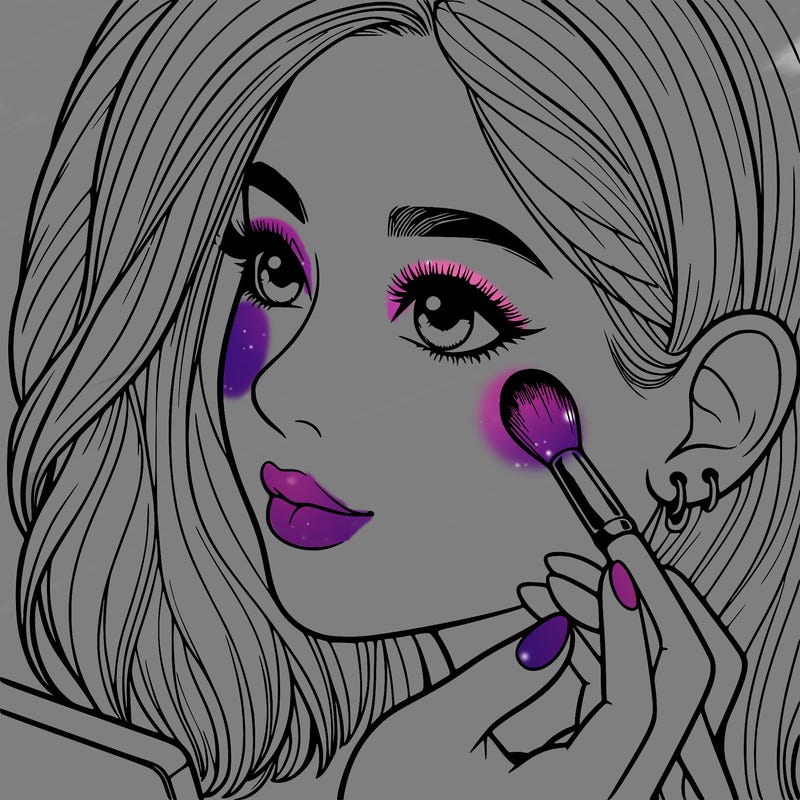 a realistic girl doing her makeup