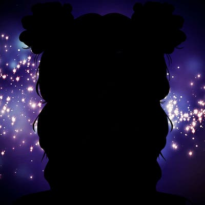 realistic girl with two buns in hair and lips