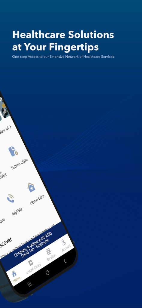 iCare 2.0 - Captura de pantalla de la aplicación iCare 2.0 que muestra servicios médicos y el panel de miembros corporativos