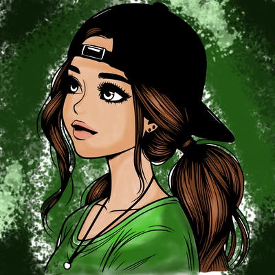 realistic girl with a backwards hat