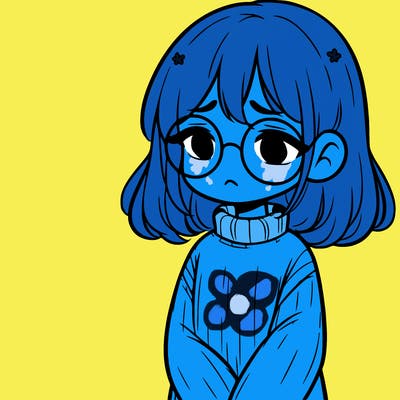 sad girl with glasses in a sweater