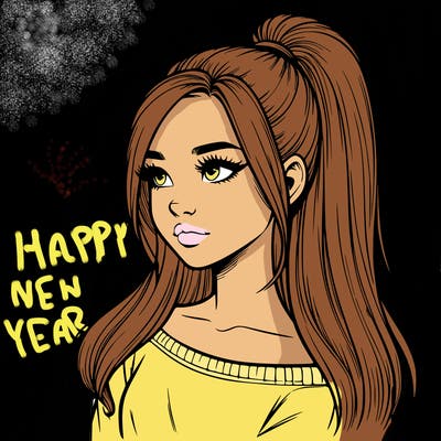 realistic girl with a high ponytail