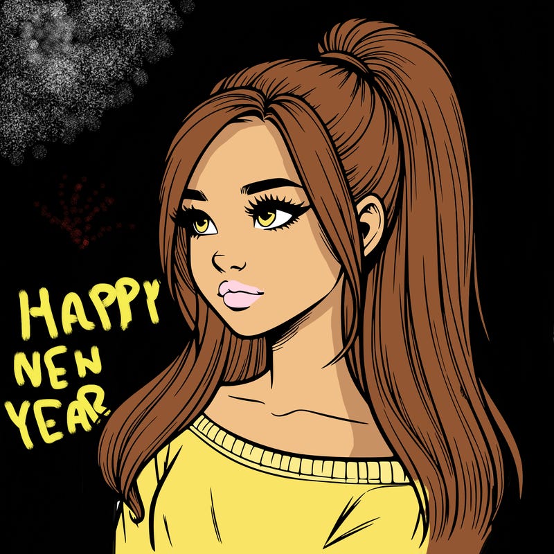 realistic girl with a high ponytail