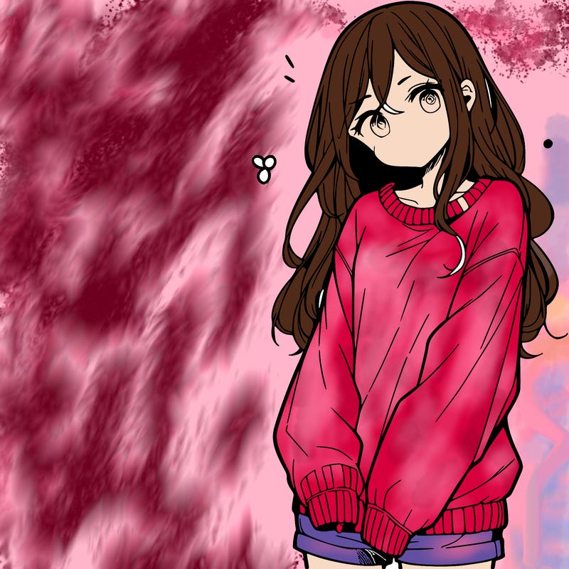 manga teen girl  in a sweater and baggy pants