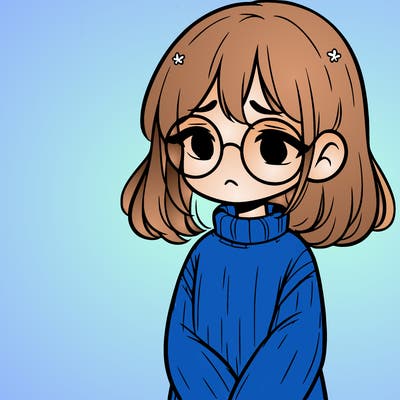 sad girl with glasses in a sweater