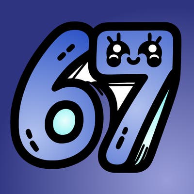 the numbers 67