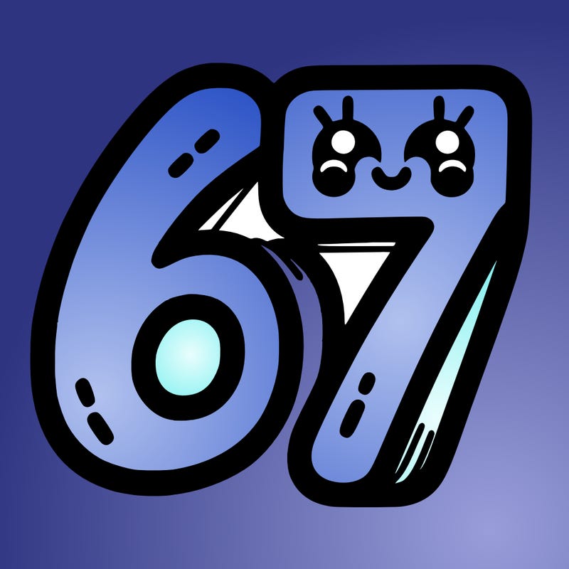 the numbers 67