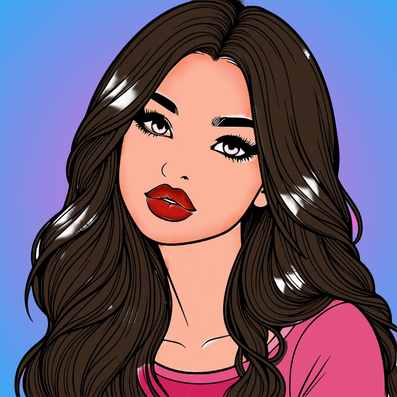 realistic girl with hair on her hair and lips