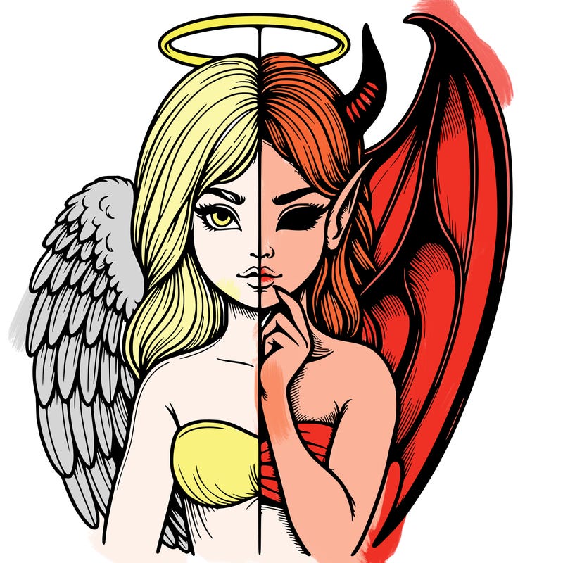 realistic angel half demon