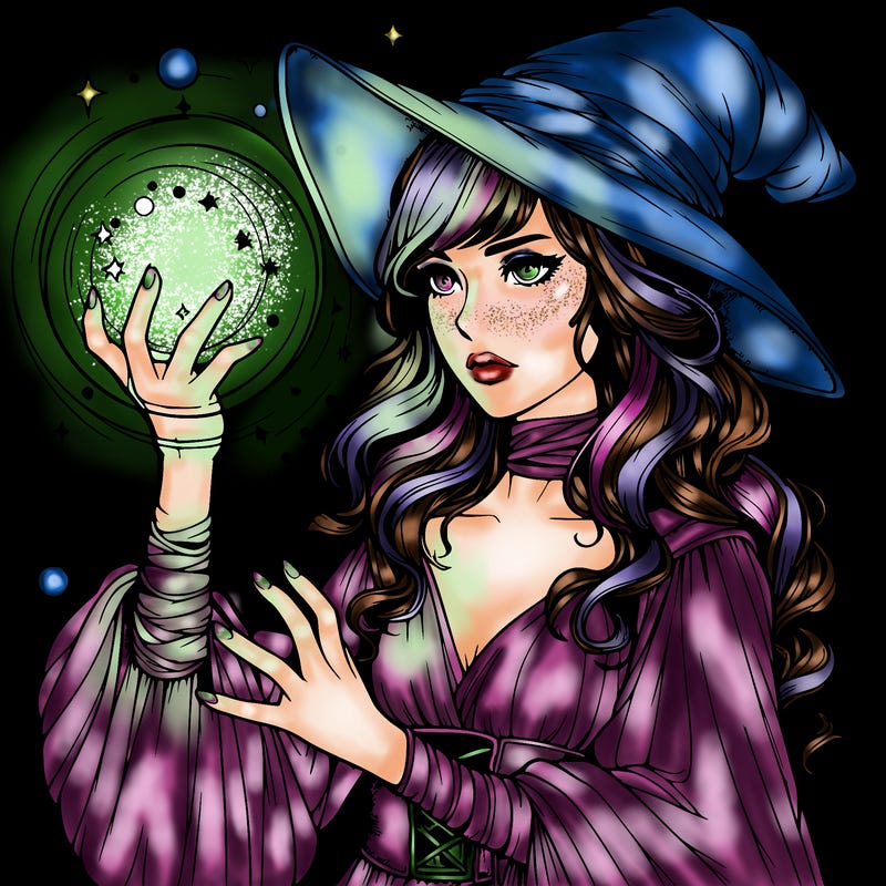 realistic women sorcerer using magic