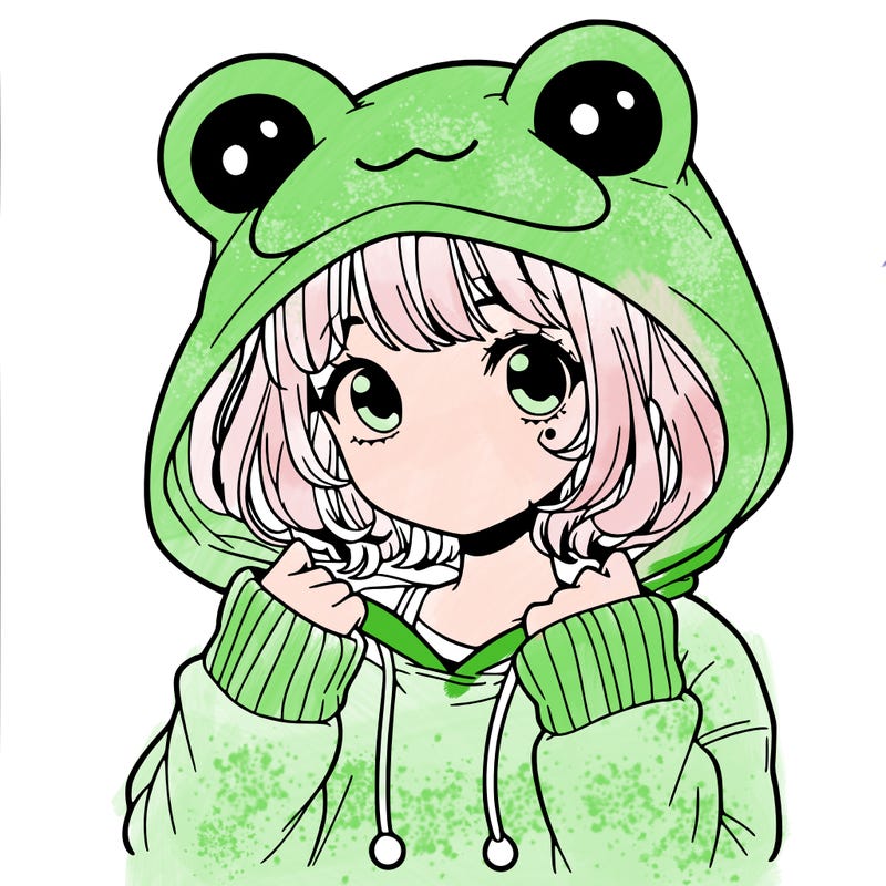 a cute teenage girl wearing a frog hoodie