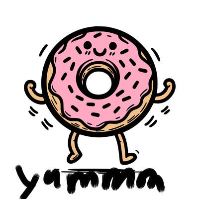 donut with stick legs and stick arms