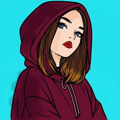 a realistic girl in a hoodie