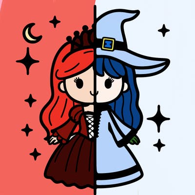 split princess and witch