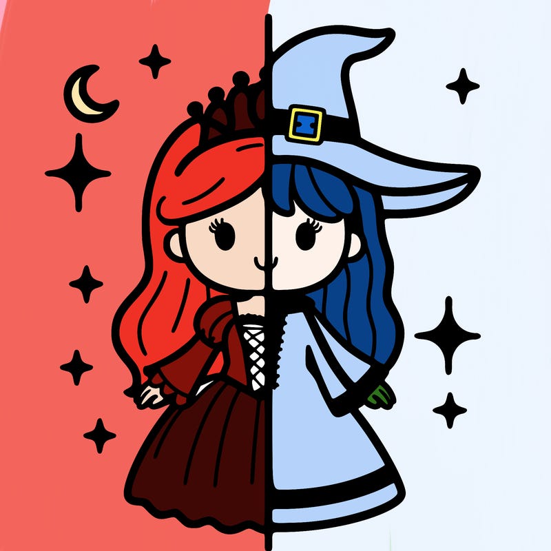 split princess and witch