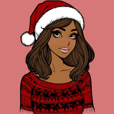 realistic lady in a christmas sweater