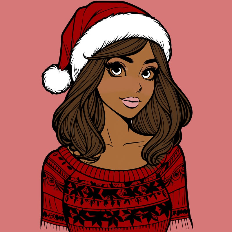 realistic lady in a christmas sweater