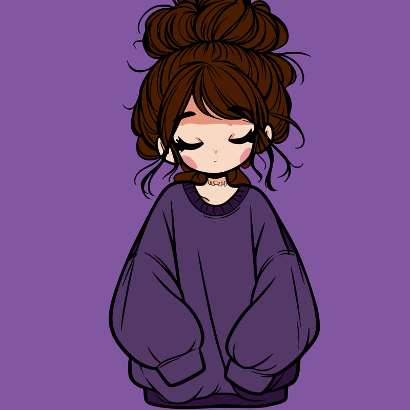 girl with baggy sweatshirt and messy bun