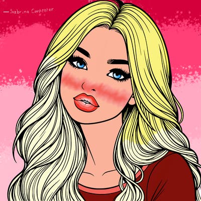 realistic girl with hair on her hair and lips