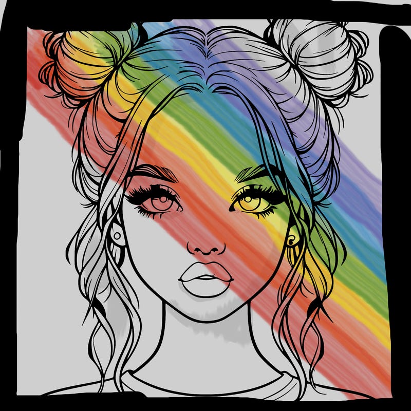 realistic girl with two buns in hair and lips