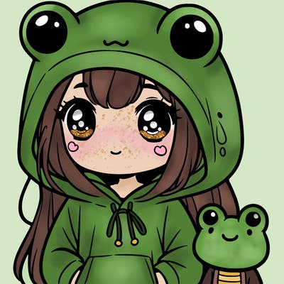 girl in in frog hoodie