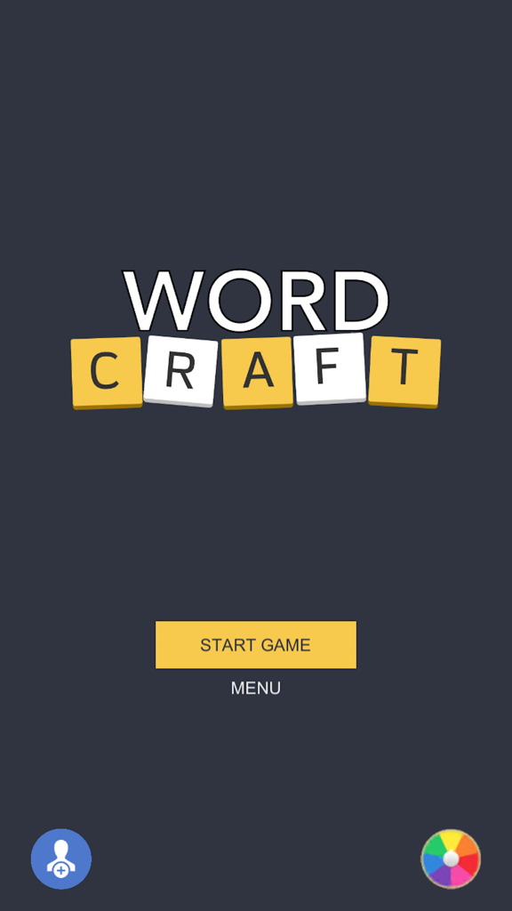 Word Craft - Word Game: Puzzle One’s Brains & Fun - La pantalla de inicio del juego de búsqueda de palabras Word Craft, que presenta el logo y el botón de inicio del juego