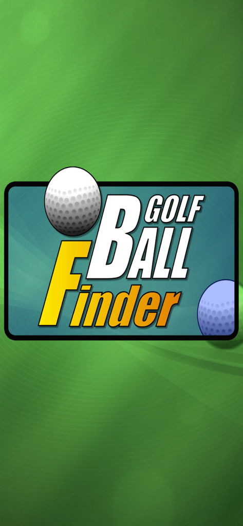 Golf Ball Finder - Golf Ball Finder app logo and splash screen with a white golf ball illustration on a green background