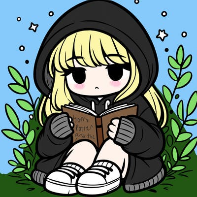 girl in oversized hoodie reading a book
