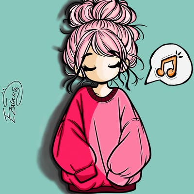 girl with baggy sweatshirt and messy bun