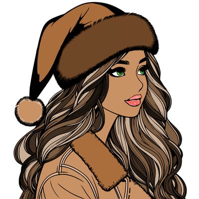 realistic girl in santa hat