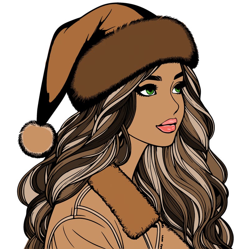 realistic girl in santa hat