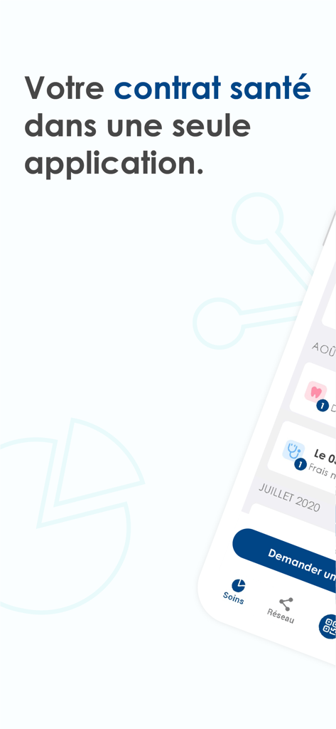 Diot by Hélium - Écran d'introduction de l'application Diot by Helium montrant les détails des remboursements médicaux et un appel à l'action en français.