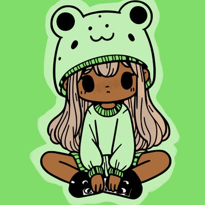 a girl wearing a frog hat and some frog socks