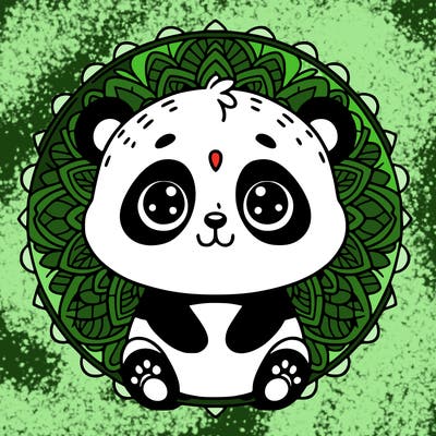 cute baby panda animal mandala