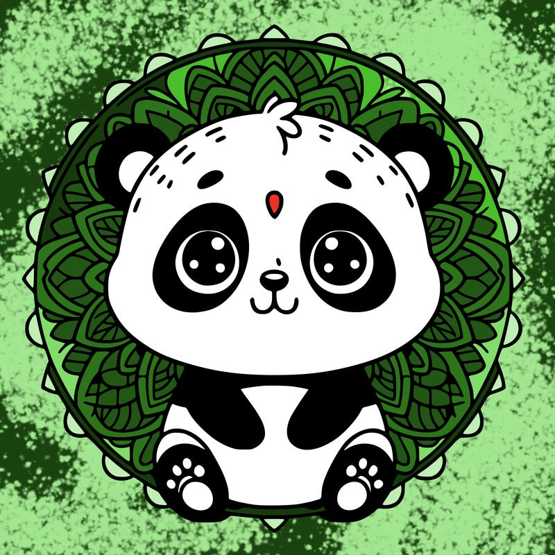 cute baby panda animal mandala