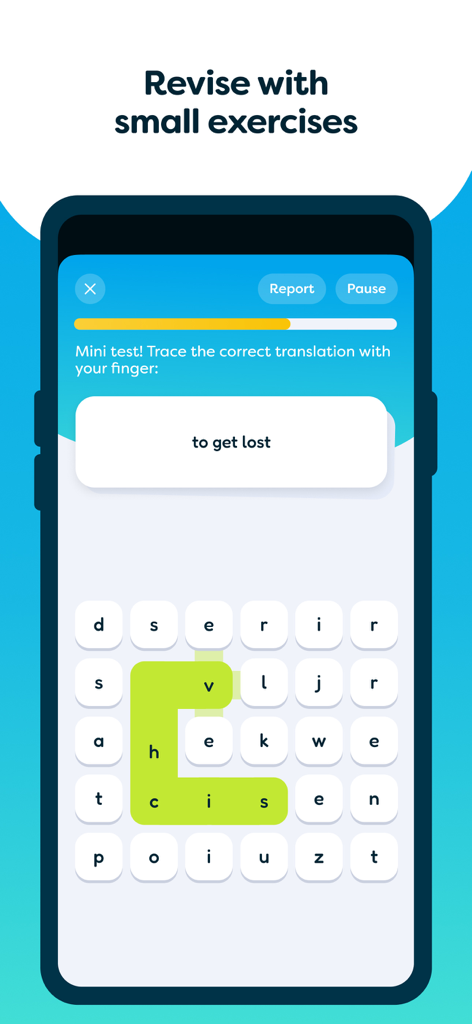 cabuu - Learn vocabulary - cabuu app mini test with interactive word tracing