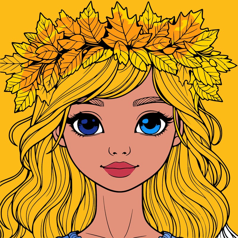 realistic girl with fall leaf crown