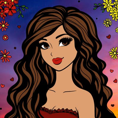 pretty woman with long wavy hair