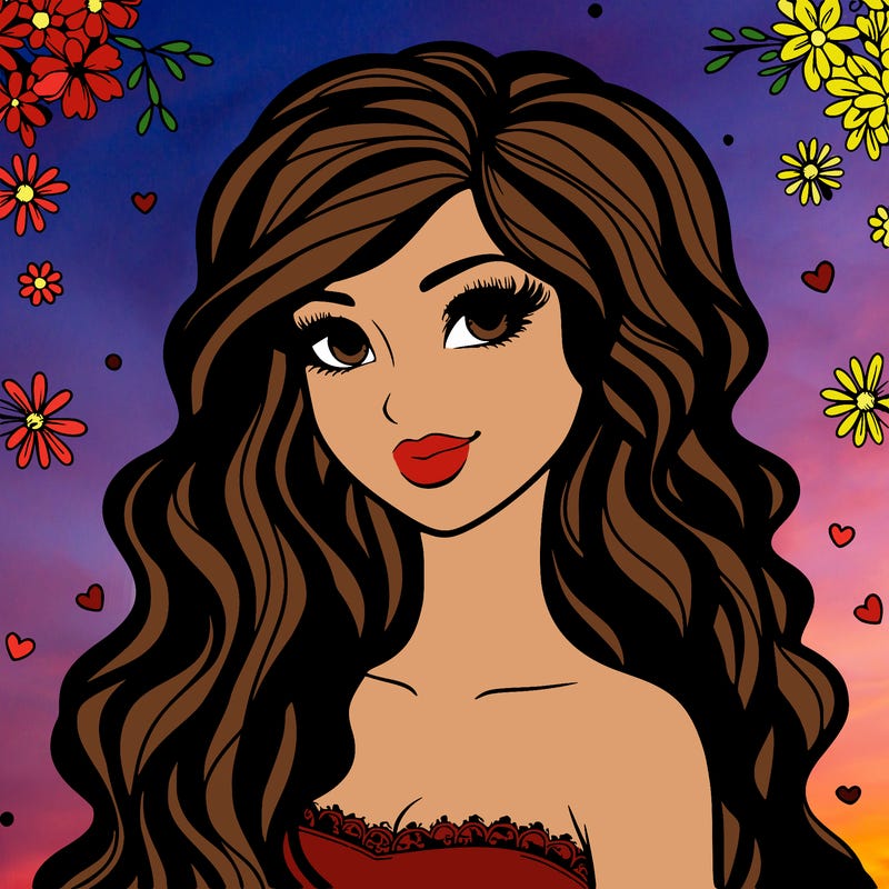 pretty woman with long wavy hair