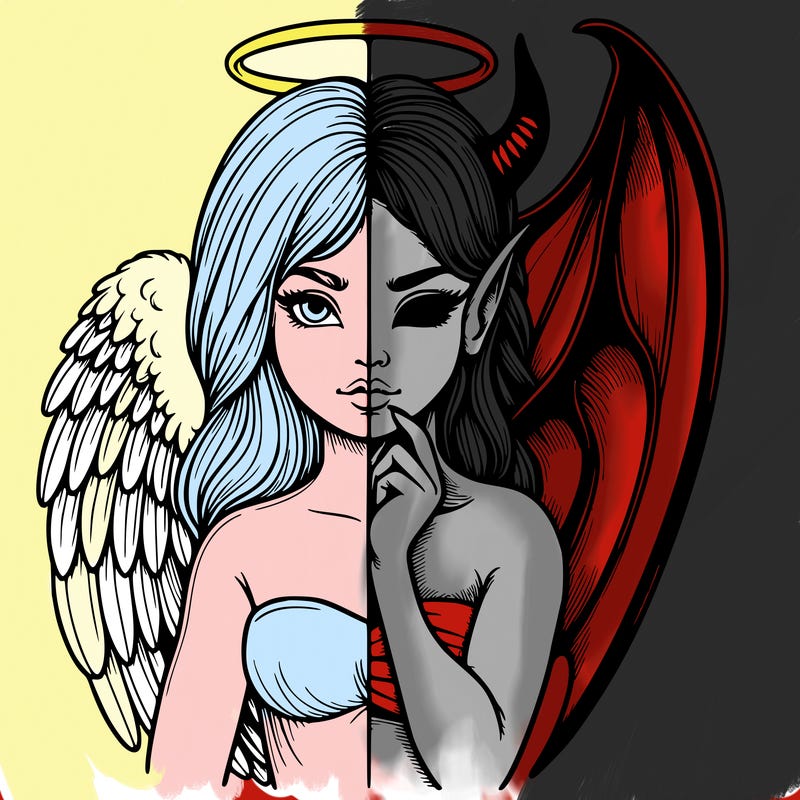 realistic angel half demon