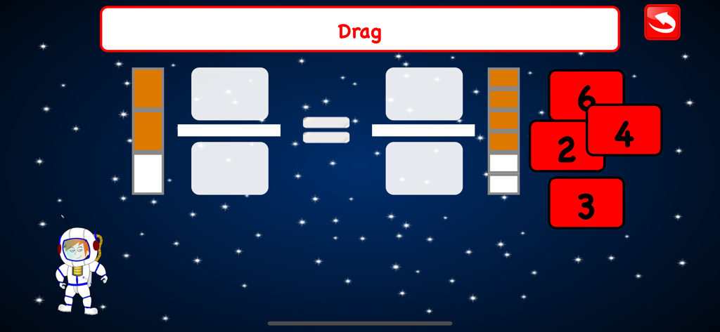 Third Grade Math Games Kids - Interactive fraction learning game for third grade with a space theme and astronaut