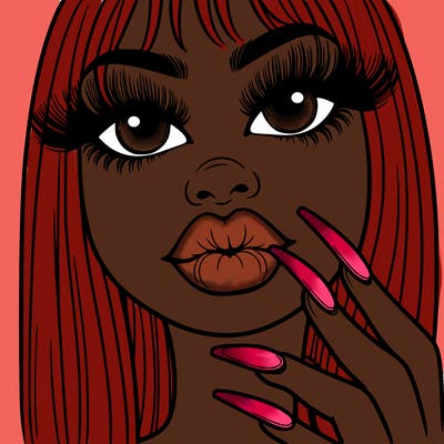 girl with big lips and long nails with long eyelashes