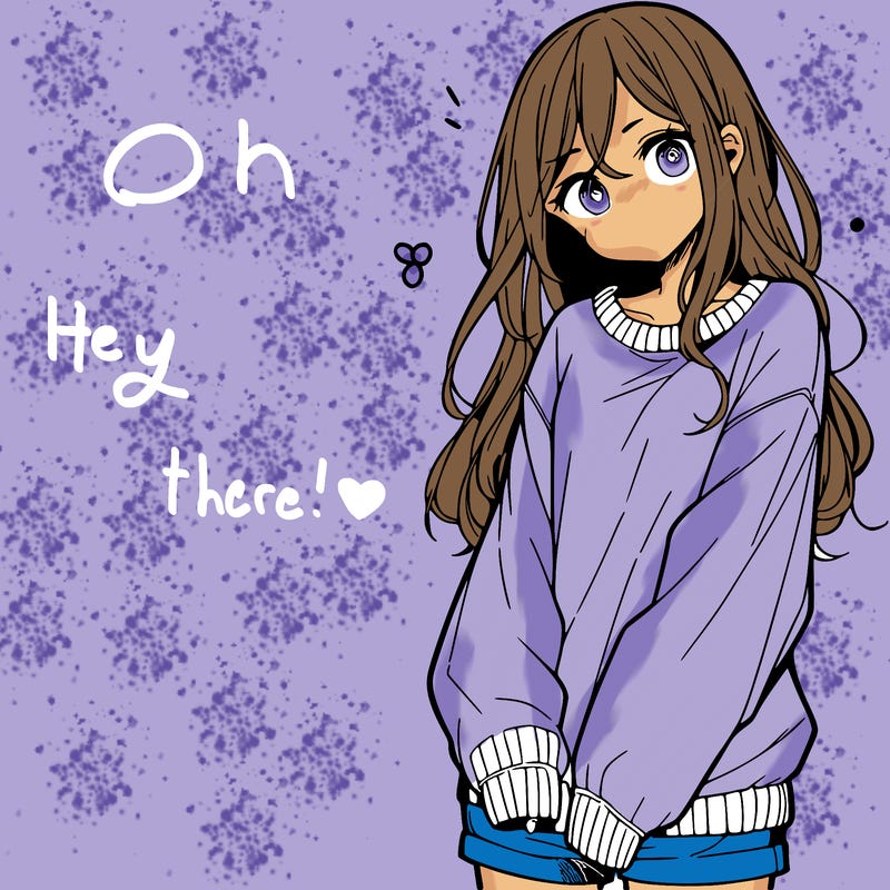 manga teen girl  in a sweater and baggy pants