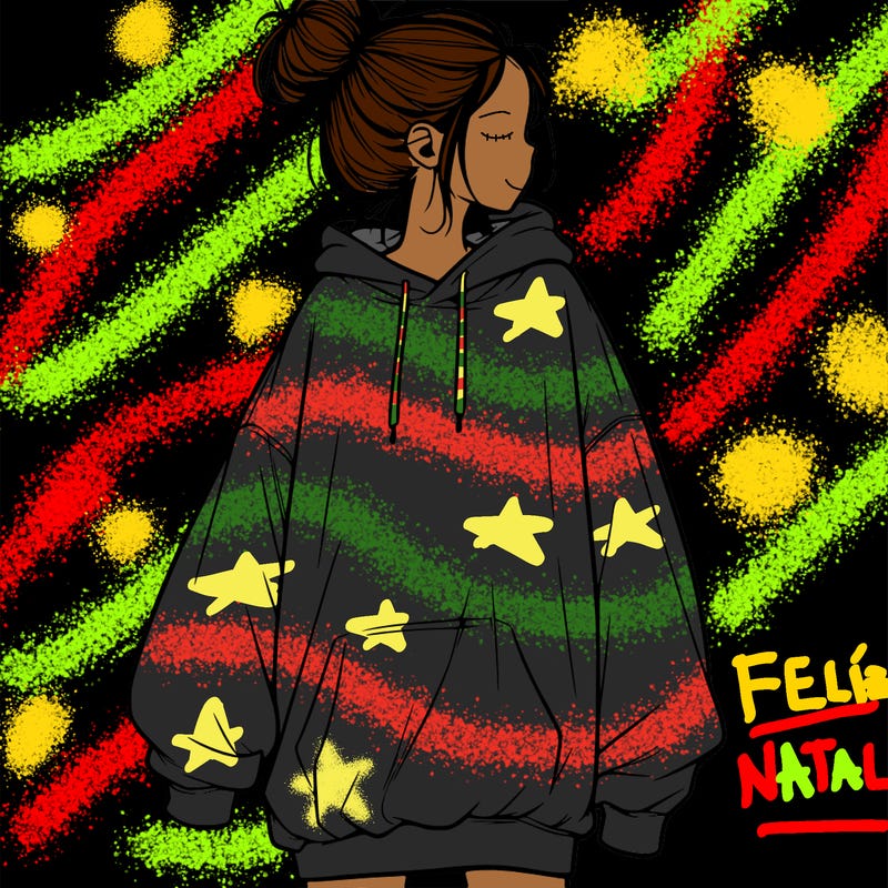 realistic girl with a oversized sweatshirt on and a bun