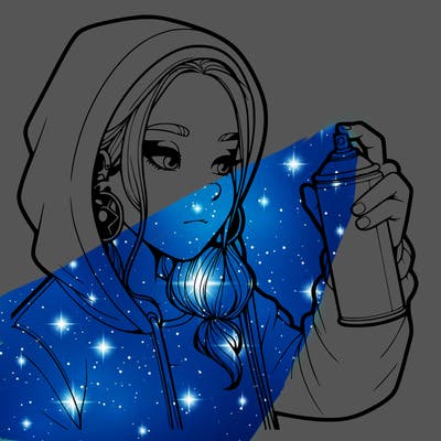 a realistic girl, spray painting