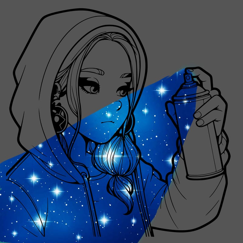 a realistic girl, spray painting