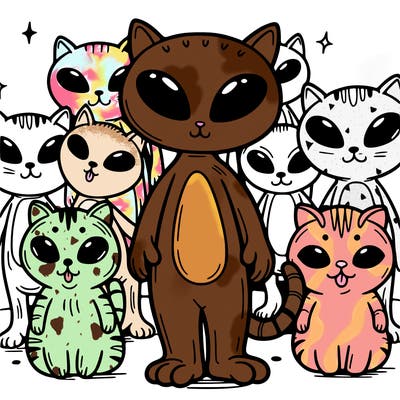 a group of alien cats