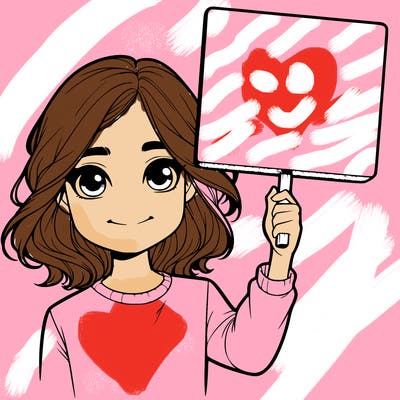 realistic girl holding up a sign